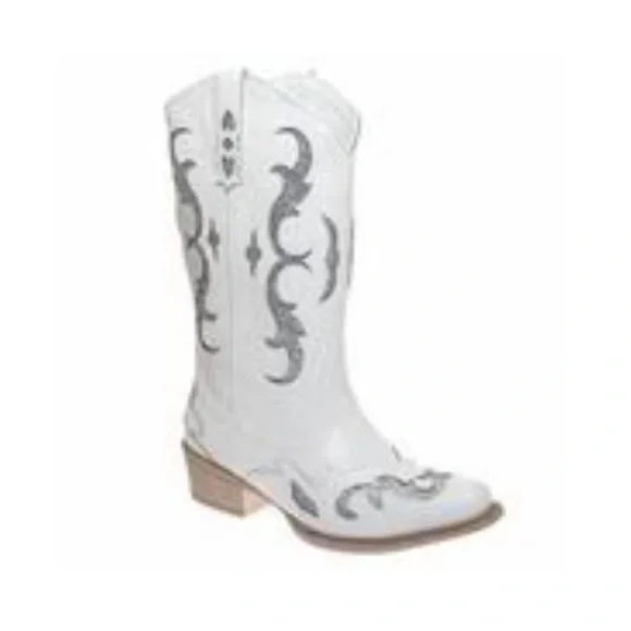 Pierre Dummer White &  Silver Cowboy Boots - Picture 2 of 15